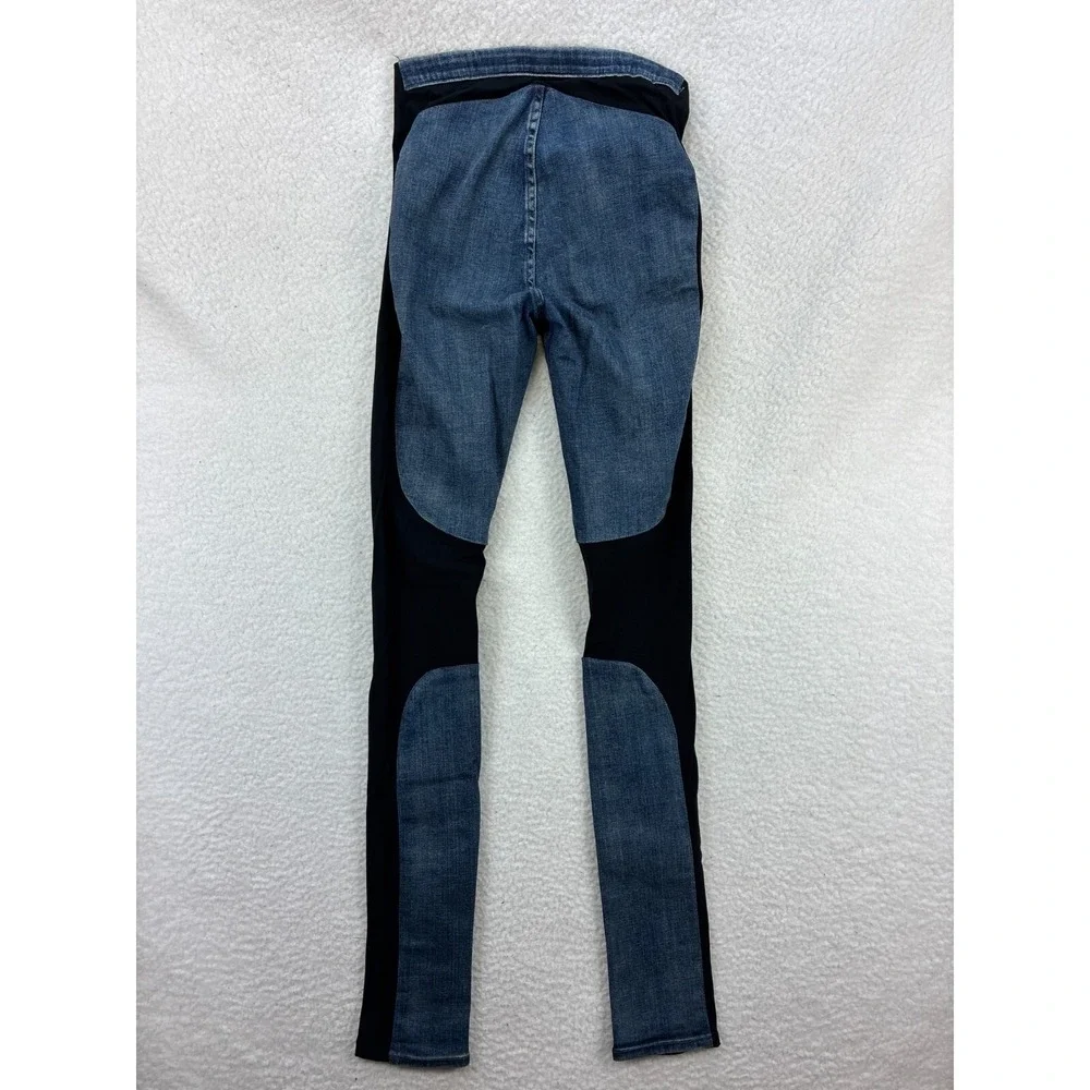 Helmut Lang Two Tone Panel Skinny Jeans Womens 24 Blue Black Stretch Designer